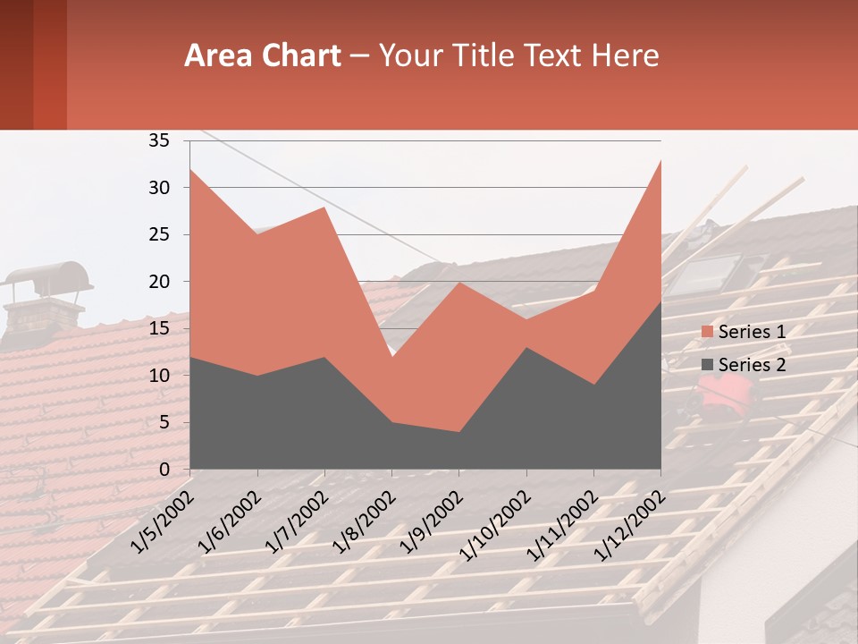 Two Men Working On The Roof Of A House PowerPoint Template