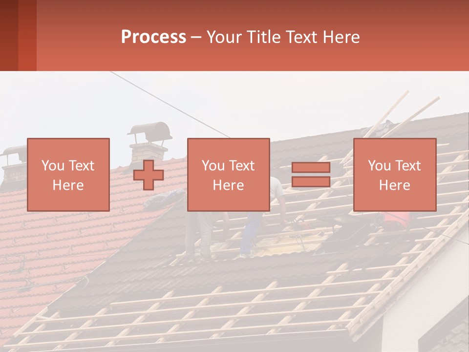 Two Men Working On The Roof Of A House PowerPoint Template