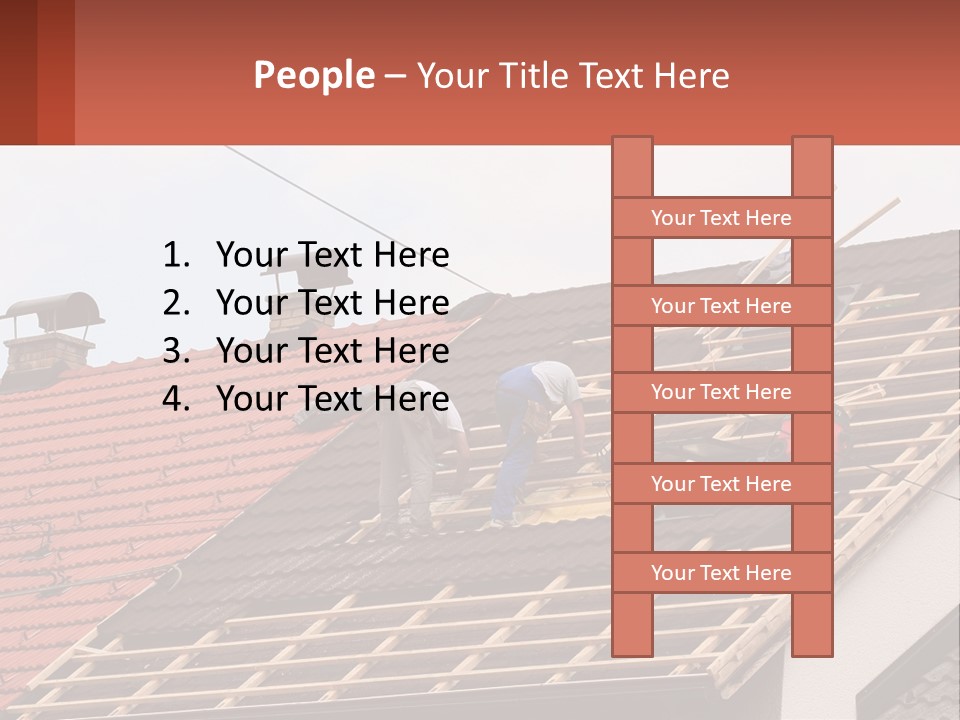 Two Men Working On The Roof Of A House PowerPoint Template