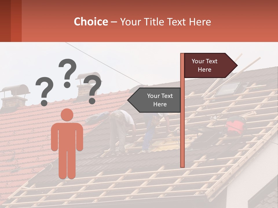 Two Men Working On The Roof Of A House PowerPoint Template