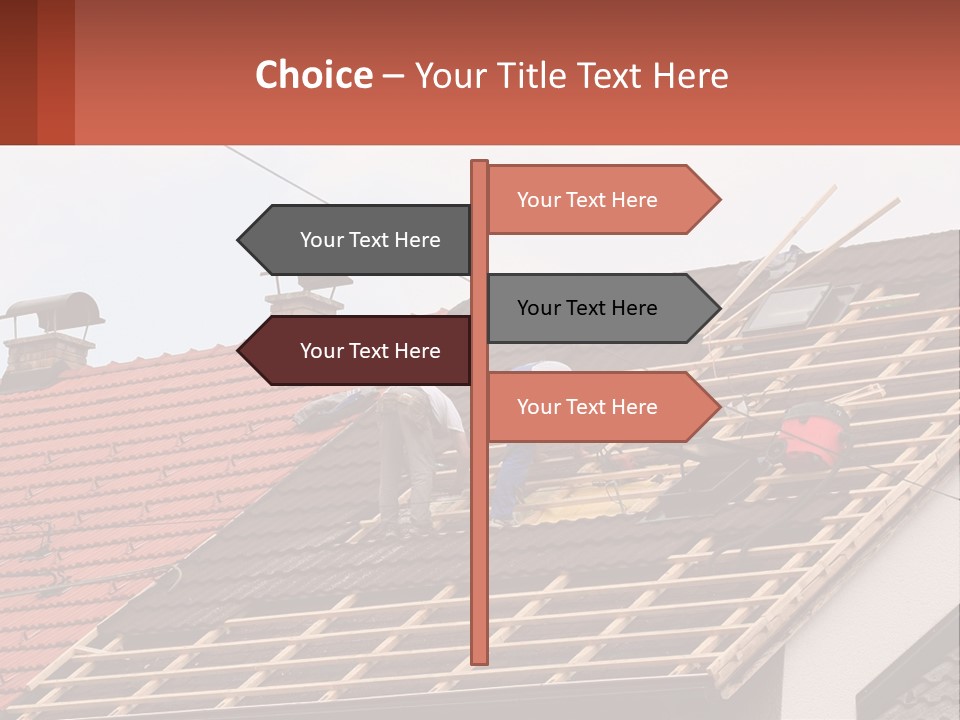 Two Men Working On The Roof Of A House PowerPoint Template
