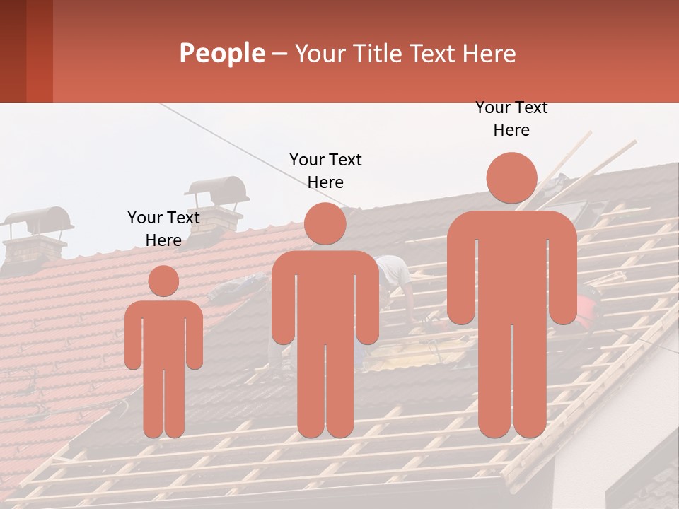 Two Men Working On The Roof Of A House PowerPoint Template