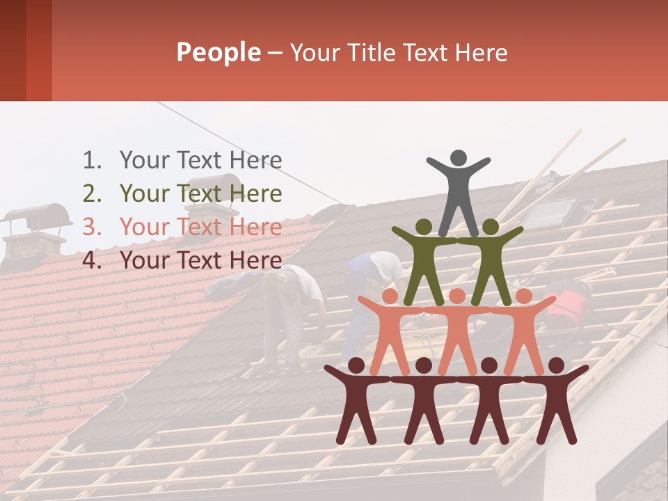 Two Men Working On The Roof Of A House PowerPoint Template