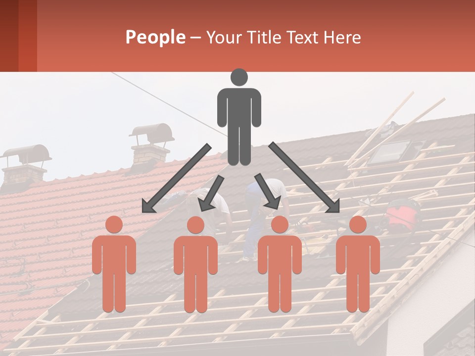 Two Men Working On The Roof Of A House PowerPoint Template
