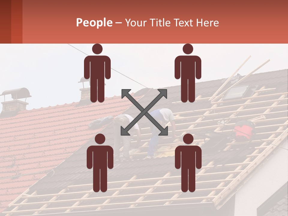 Two Men Working On The Roof Of A House PowerPoint Template