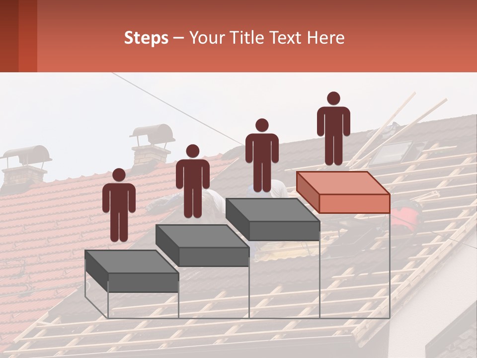 Two Men Working On The Roof Of A House PowerPoint Template