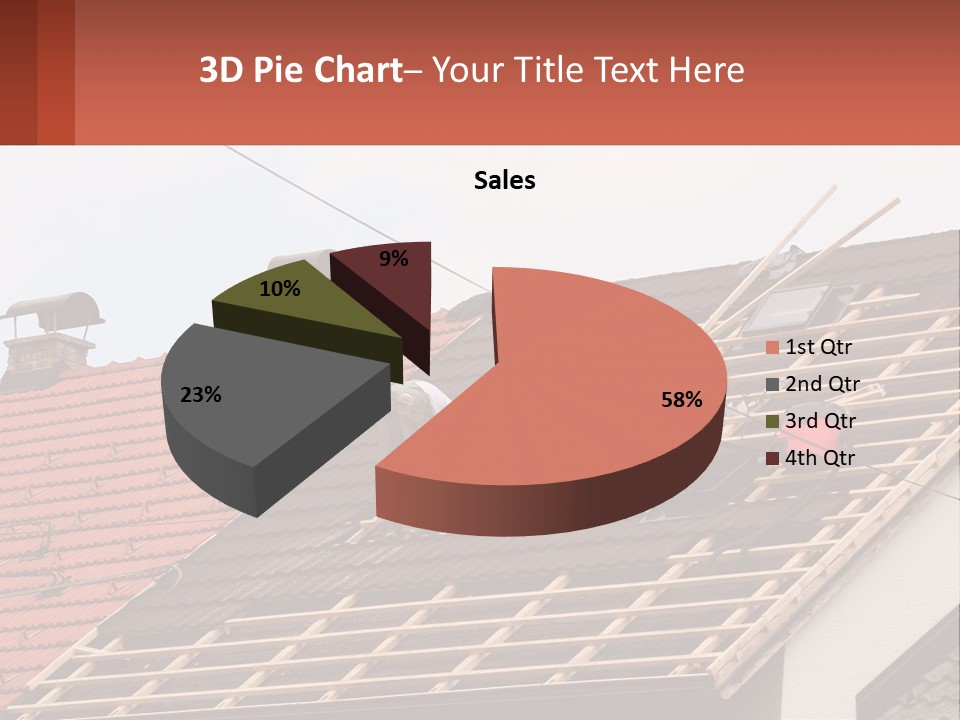 Two Men Working On The Roof Of A House PowerPoint Template