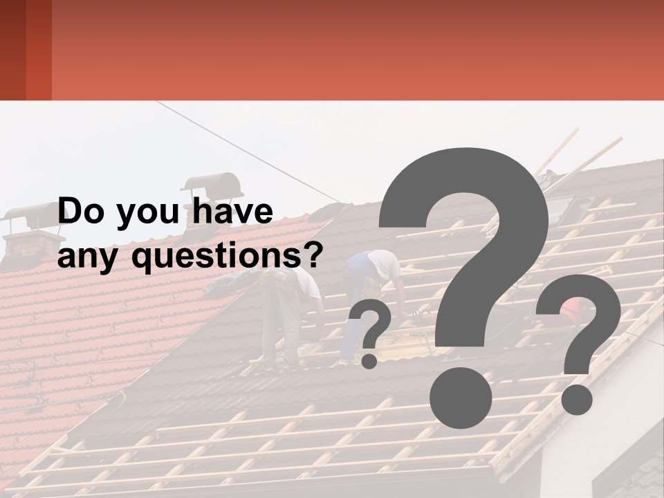 Two Men Working On The Roof Of A House PowerPoint Template