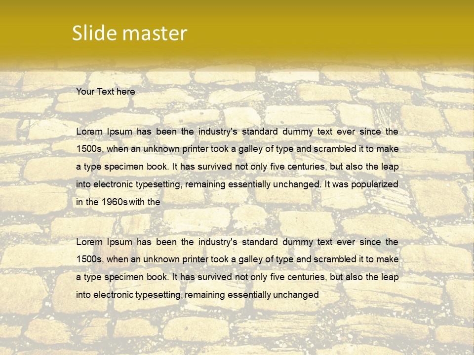 A Cobblestone Road With A Yellow Sign That Says Name Of Presentation Company Name PowerPoint Template