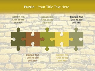 A Cobblestone Road With A Yellow Sign That Says Name Of Presentation Company Name PowerPoint Template