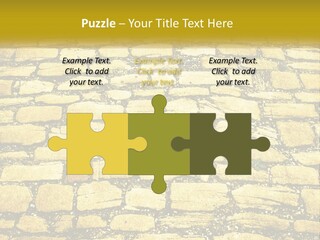 A Cobblestone Road With A Yellow Sign That Says Name Of Presentation Company Name PowerPoint Template