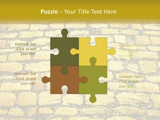 A Cobblestone Road With A Yellow Sign That Says Name Of Presentation Company Name PowerPoint Template
