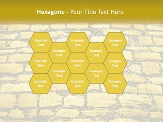 A Cobblestone Road With A Yellow Sign That Says Name Of Presentation Company Name PowerPoint Template