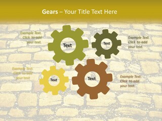 A Cobblestone Road With A Yellow Sign That Says Name Of Presentation Company Name PowerPoint Template