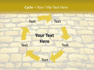 A Cobblestone Road With A Yellow Sign That Says Name Of Presentation Company Name PowerPoint Template