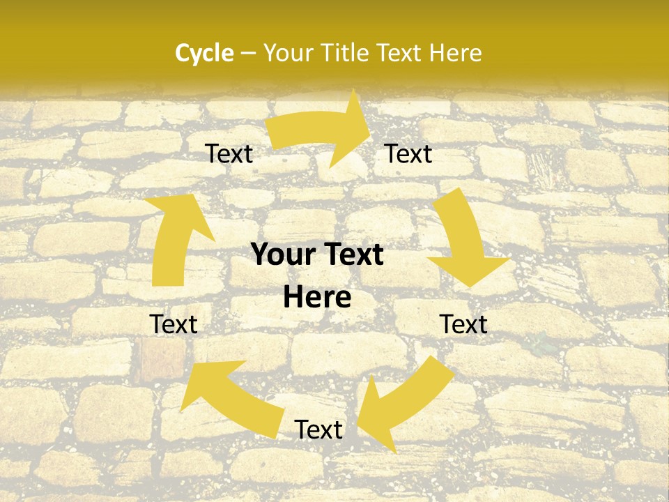 A Cobblestone Road With A Yellow Sign That Says Name Of Presentation Company Name PowerPoint Template