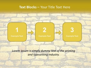 A Cobblestone Road With A Yellow Sign That Says Name Of Presentation Company Name PowerPoint Template