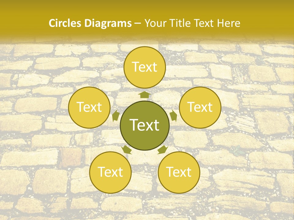 A Cobblestone Road With A Yellow Sign That Says Name Of Presentation Company Name PowerPoint Template