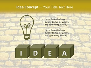 A Cobblestone Road With A Yellow Sign That Says Name Of Presentation Company Name PowerPoint Template