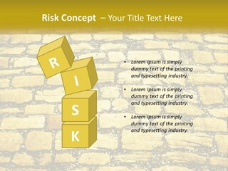A Cobblestone Road With A Yellow Sign That Says Name Of Presentation Company Name PowerPoint Template
