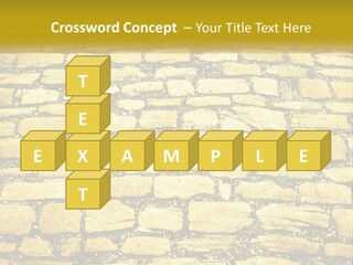 A Cobblestone Road With A Yellow Sign That Says Name Of Presentation Company Name PowerPoint Template
