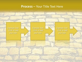 A Cobblestone Road With A Yellow Sign That Says Name Of Presentation Company Name PowerPoint Template