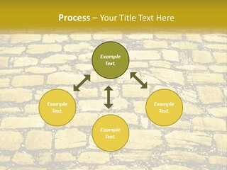 A Cobblestone Road With A Yellow Sign That Says Name Of Presentation Company Name PowerPoint Template