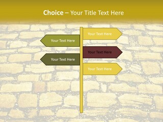 A Cobblestone Road With A Yellow Sign That Says Name Of Presentation Company Name PowerPoint Template