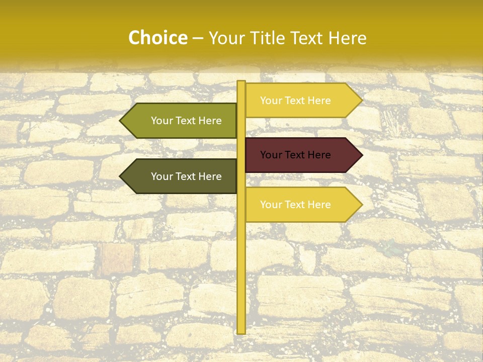 A Cobblestone Road With A Yellow Sign That Says Name Of Presentation Company Name PowerPoint Template