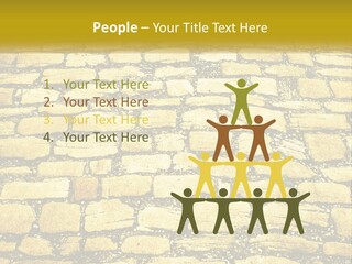 A Cobblestone Road With A Yellow Sign That Says Name Of Presentation Company Name PowerPoint Template