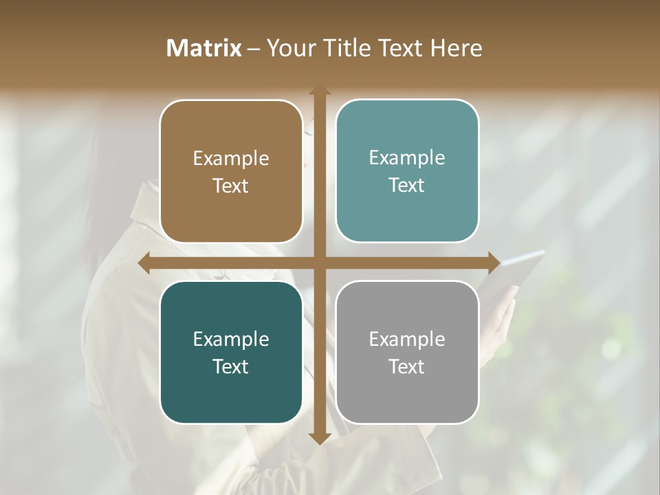 A Woman In A Business Suit Using A Tablet Computer PowerPoint Template