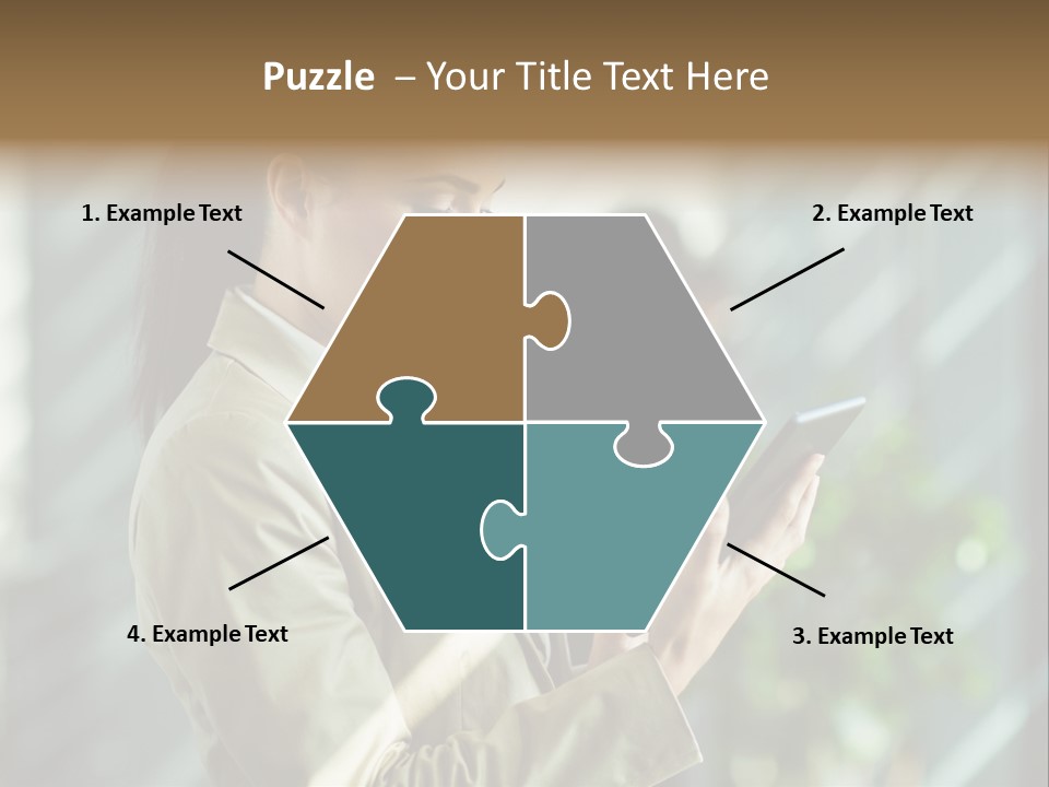 A Woman In A Business Suit Using A Tablet Computer PowerPoint Template