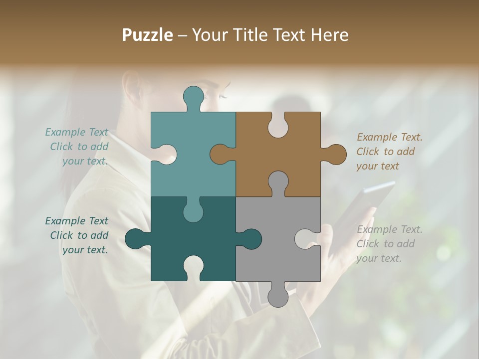 A Woman In A Business Suit Using A Tablet Computer PowerPoint Template