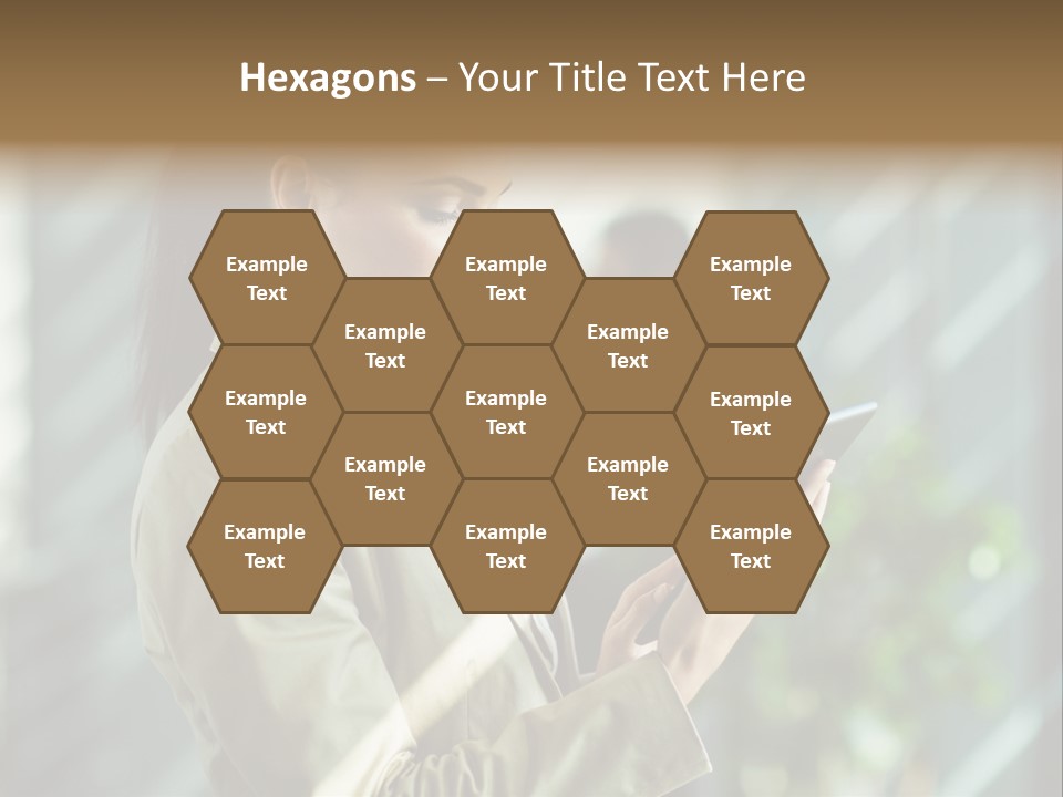 A Woman In A Business Suit Using A Tablet Computer PowerPoint Template