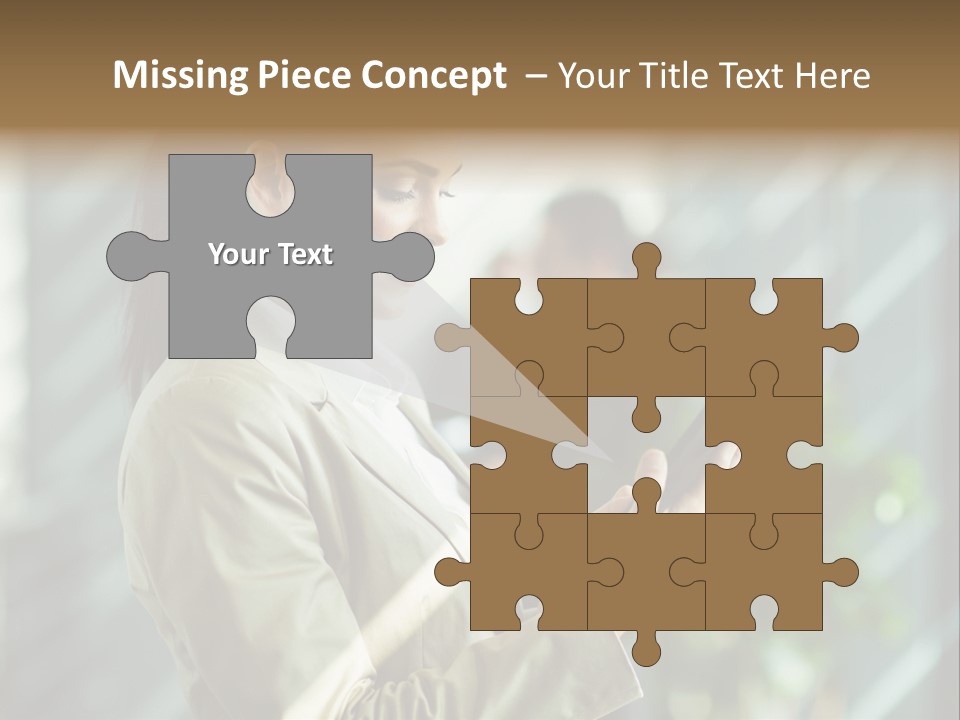 A Woman In A Business Suit Using A Tablet Computer PowerPoint Template