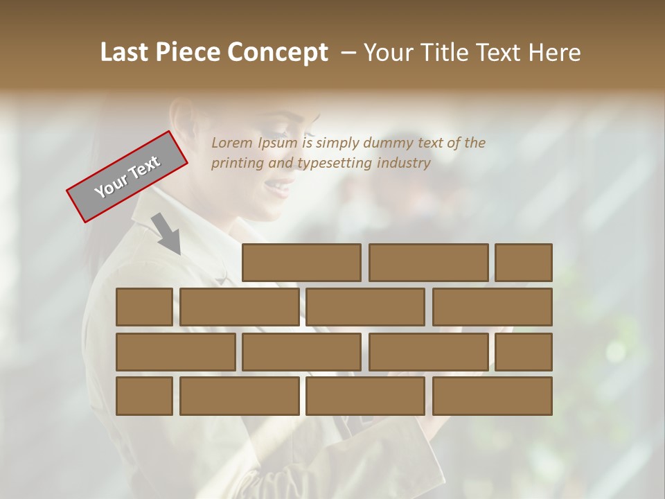 A Woman In A Business Suit Using A Tablet Computer PowerPoint Template