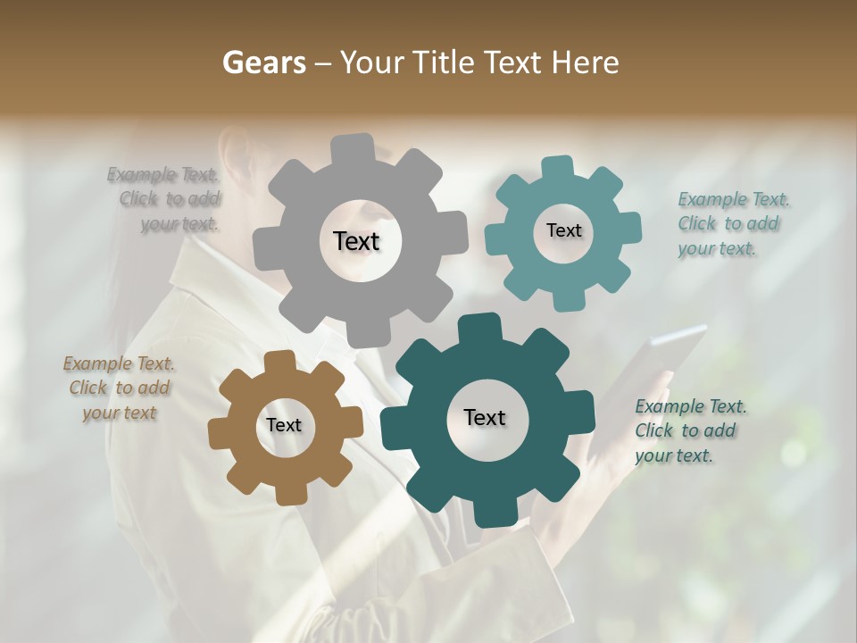 A Woman In A Business Suit Using A Tablet Computer PowerPoint Template