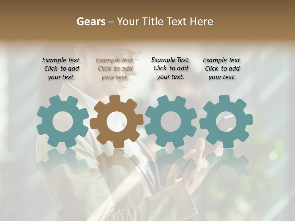 A Woman In A Business Suit Using A Tablet Computer PowerPoint Template