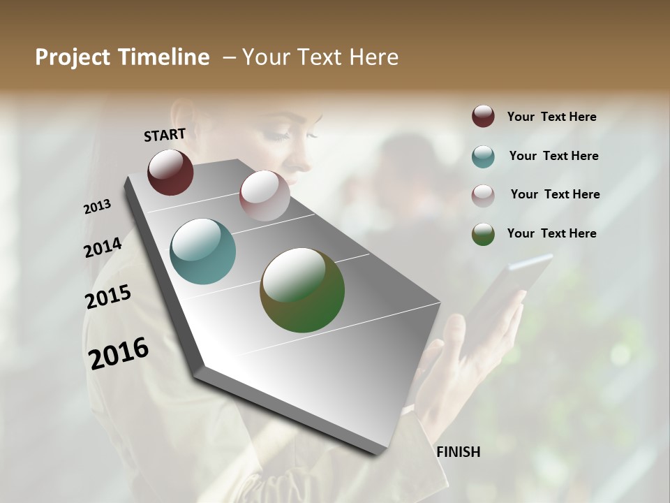 A Woman In A Business Suit Using A Tablet Computer PowerPoint Template