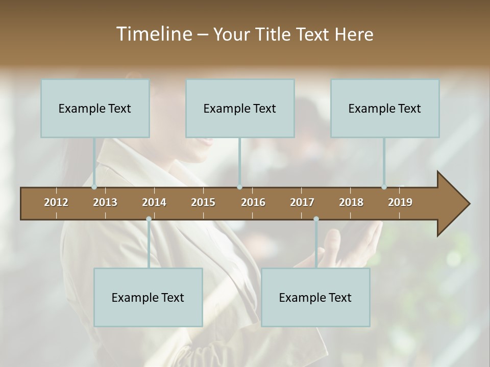 A Woman In A Business Suit Using A Tablet Computer PowerPoint Template