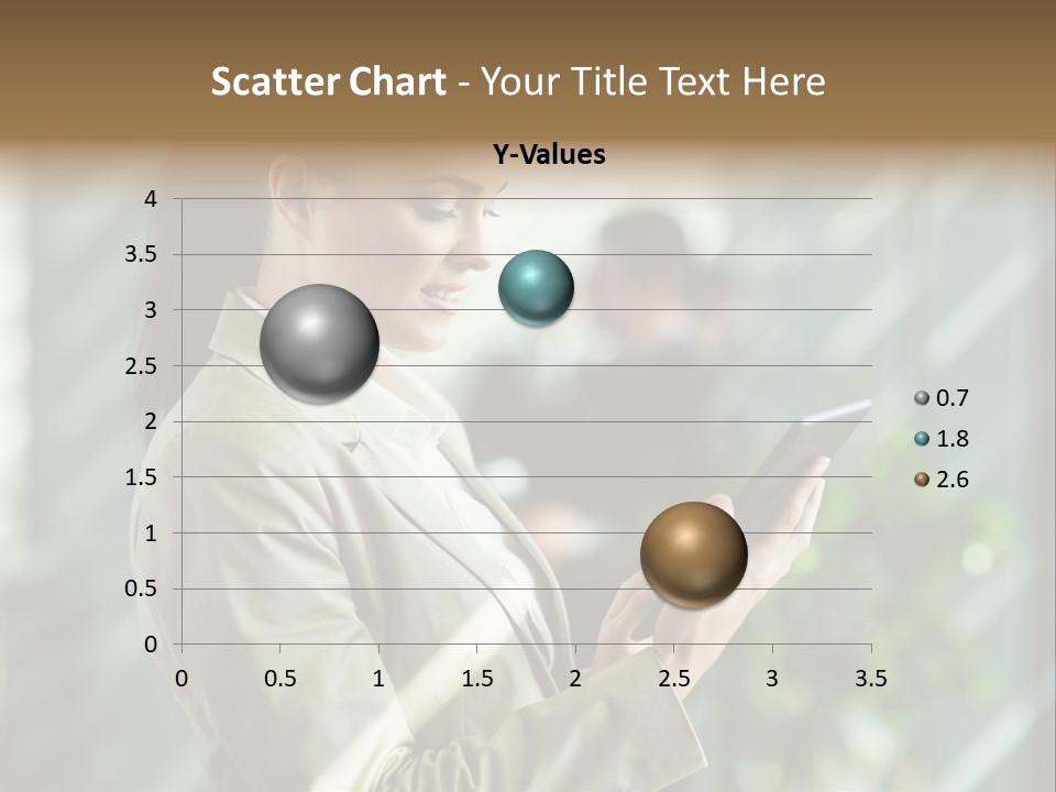 A Woman In A Business Suit Using A Tablet Computer PowerPoint Template