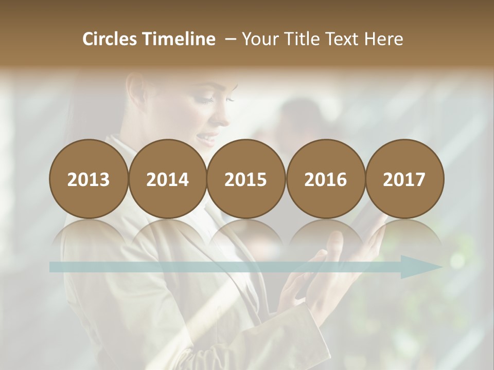 A Woman In A Business Suit Using A Tablet Computer PowerPoint Template