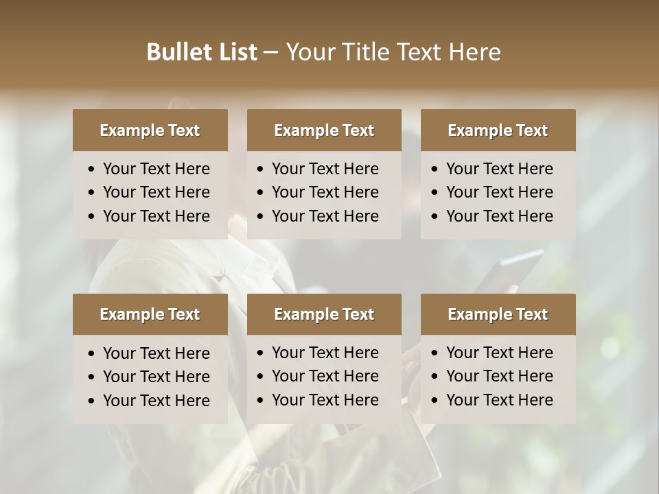 A Woman In A Business Suit Using A Tablet Computer PowerPoint Template