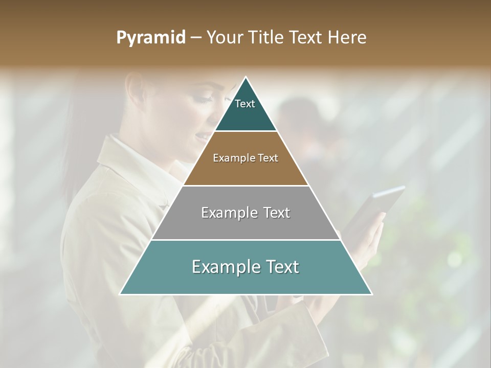 A Woman In A Business Suit Using A Tablet Computer PowerPoint Template