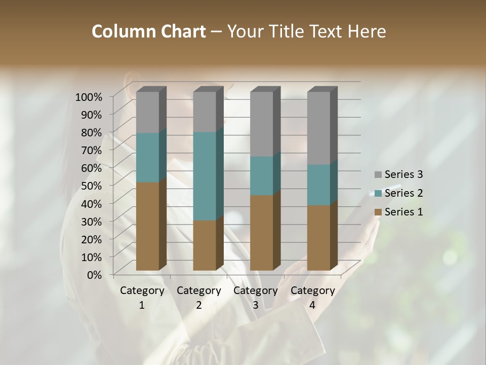 A Woman In A Business Suit Using A Tablet Computer PowerPoint Template