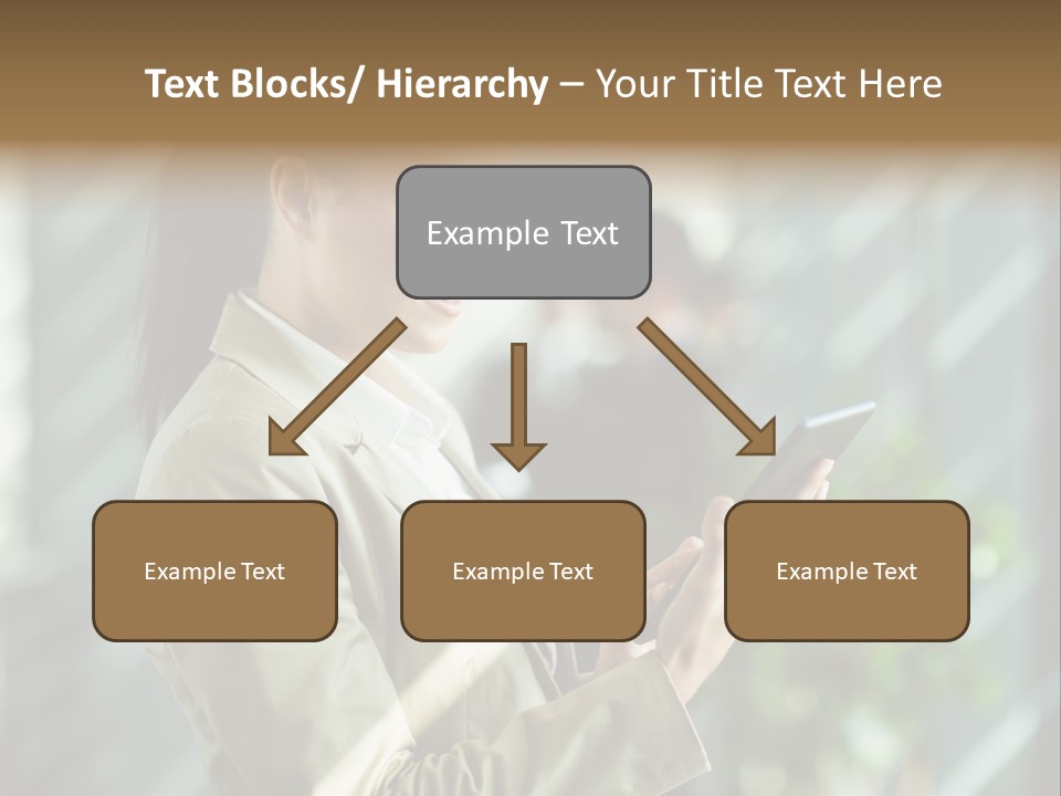 A Woman In A Business Suit Using A Tablet Computer PowerPoint Template