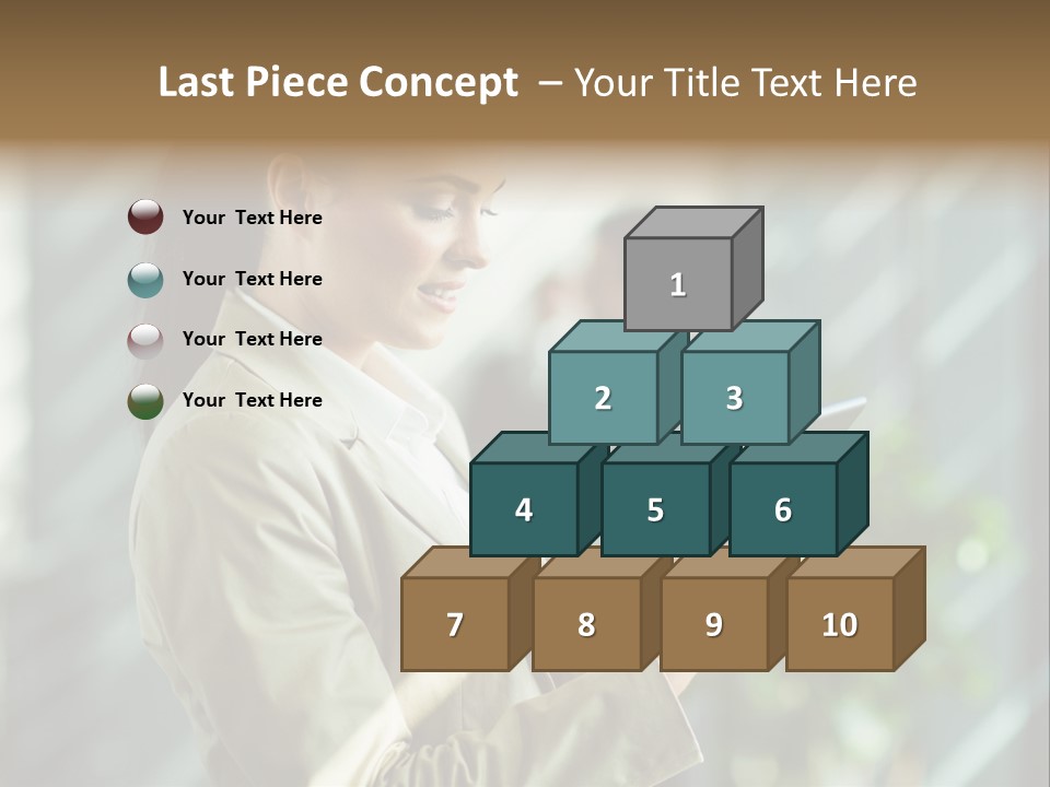 A Woman In A Business Suit Using A Tablet Computer PowerPoint Template