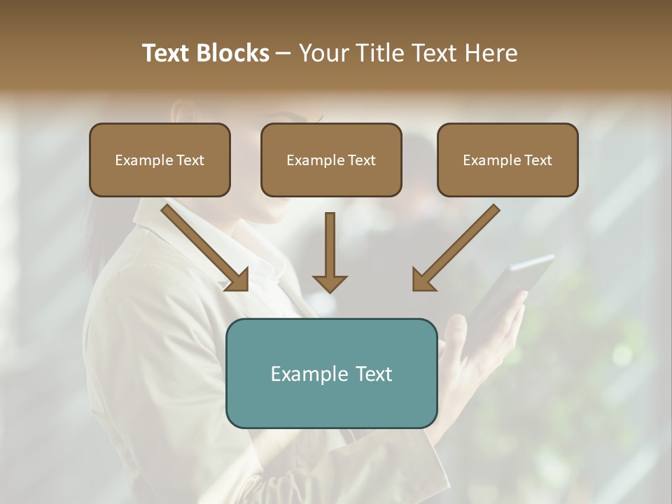 A Woman In A Business Suit Using A Tablet Computer PowerPoint Template