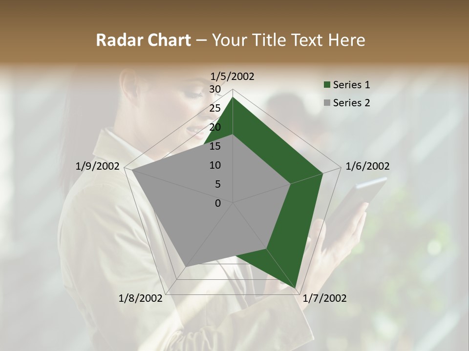 A Woman In A Business Suit Using A Tablet Computer PowerPoint Template