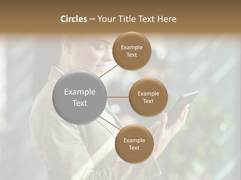 A Woman In A Business Suit Using A Tablet Computer PowerPoint Template